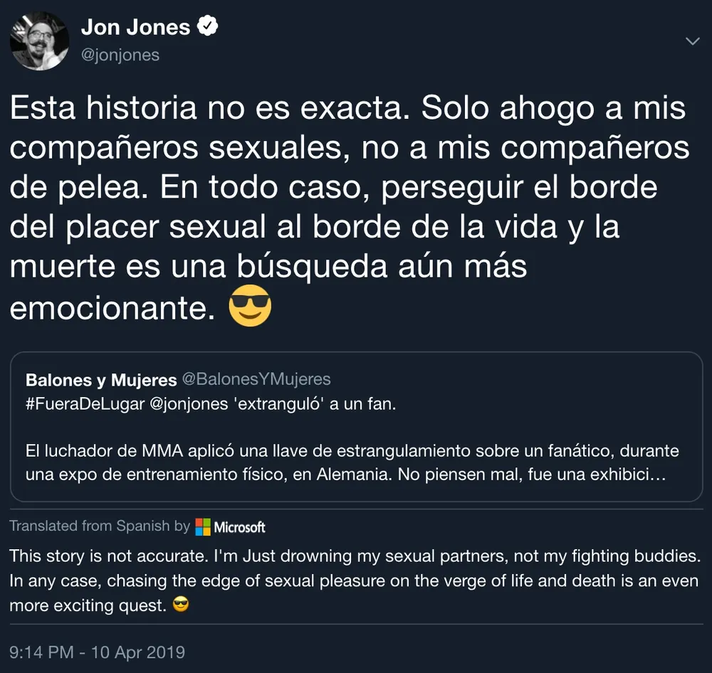 A tweet meant for the other Jon Jones.